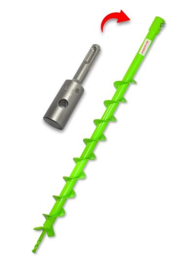 WERHE Erdbohrer für bohrmaschine mit SDS Plus adapter ⌀50 mm, 80cm länge – Brunnenbohrer, Baumpflanzung, erdlochbohrer, Pfahlbohrer, Durchlässenbohrer – Präzise Bohrspitze und Hartmetallklingen