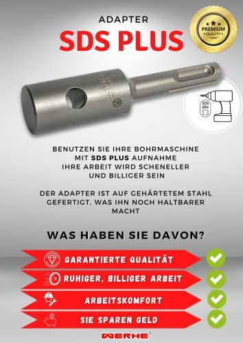 WERHE Profi Adapter für Erdbohrer – SDS Plus kompatibel – Stabil für Zaunbau & Garten – Grau - Image 10